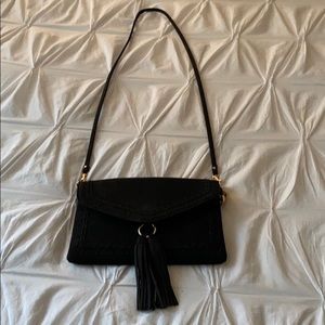 Black suede cross body bag